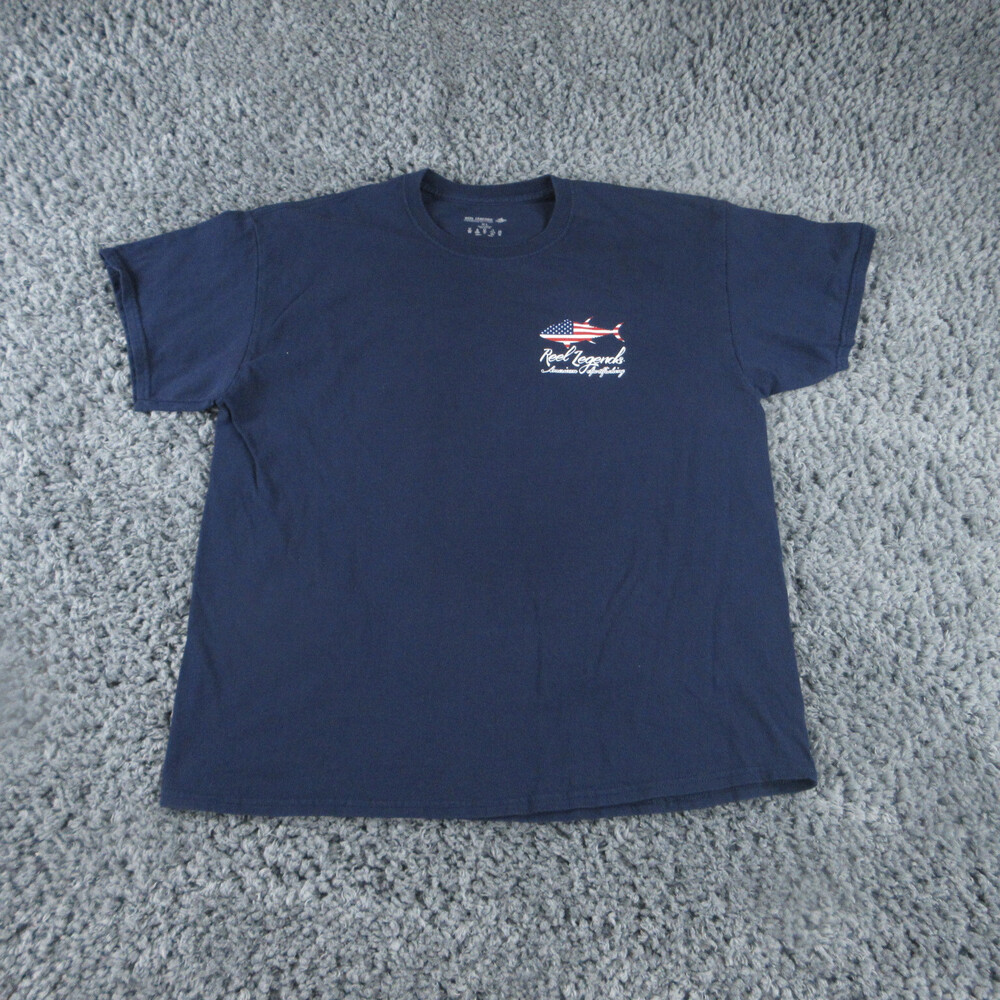 Reel Legends Shirt Mens Extra Large Gray Florida Fish American Flag Graphic Tee